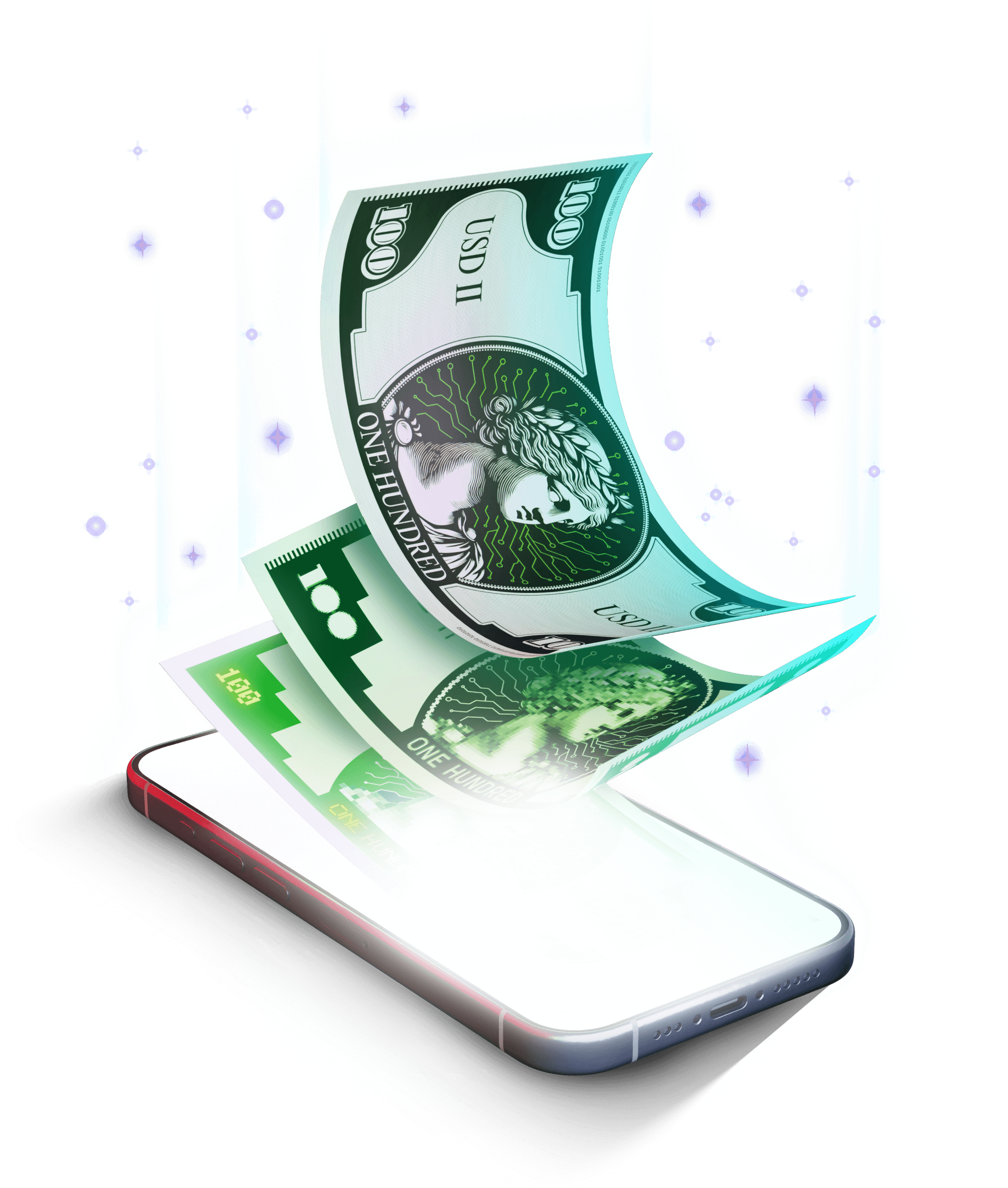 Cash falling into phone